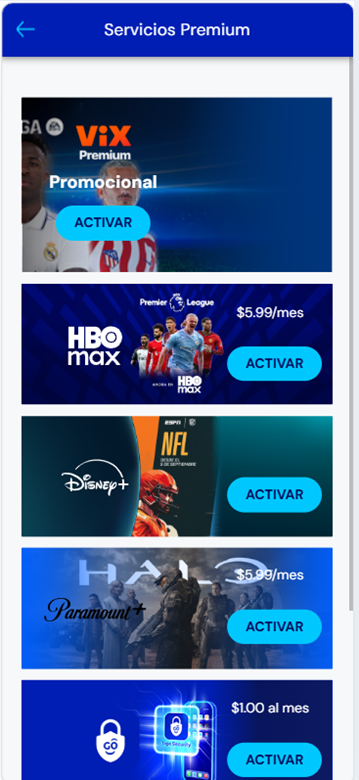 Mi Tigo App: Servicios Premium