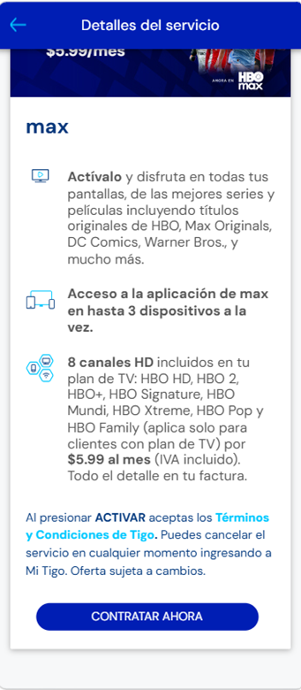Mi Tigo App: selección de HBO Max