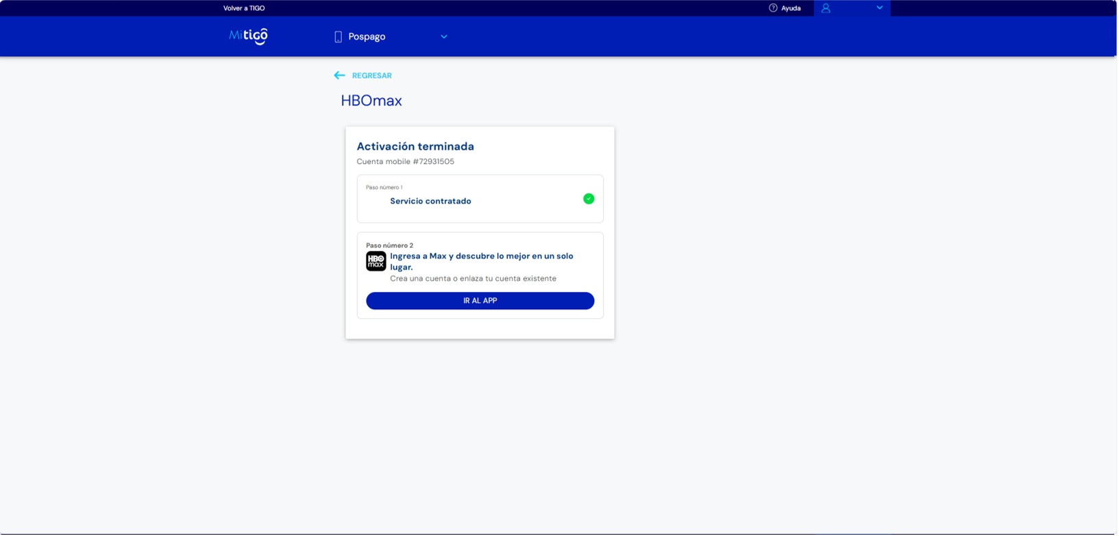 Mi Tigo Web: activación terminada